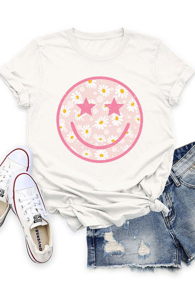 Smiling Daisy Face Graphic Tee