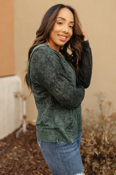 A Cozy Hooded Top in Hunter Green