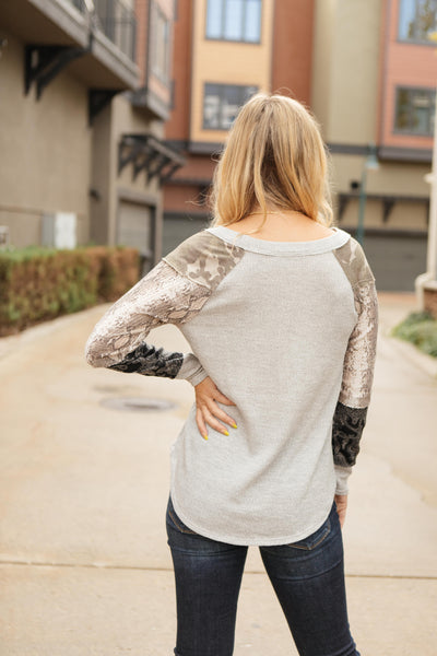 All About The Details Top in Gray