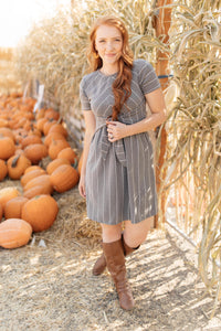 Angles And Stripes Dress in Gray