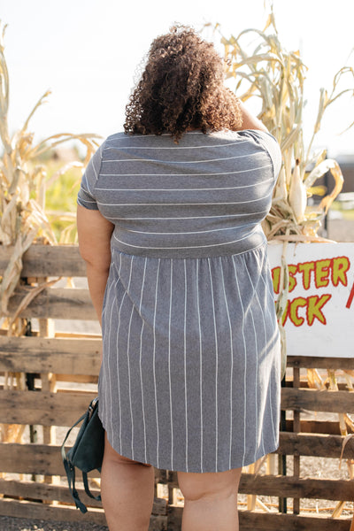 Angles And Stripes Dress in Gray