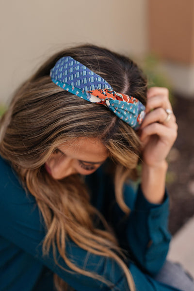 Autumn Artwork Headband in Blue