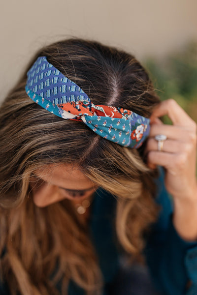 Autumn Artwork Headband in Blue