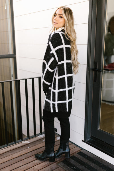 Bold Lines Cardigan in Black