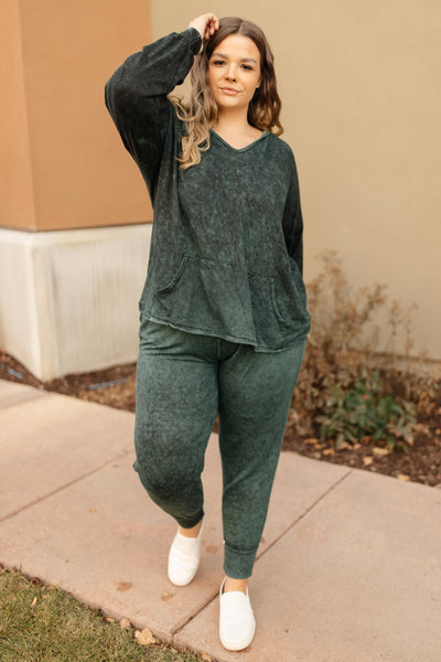 A Cozy Hooded Top in Hunter Green