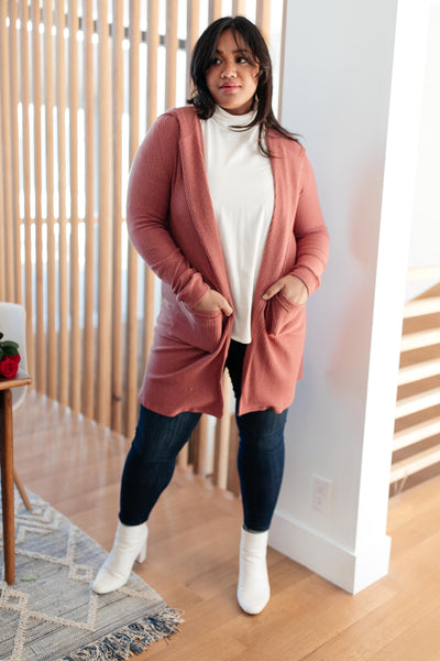 Hooded and Laced Cardigan in Blush