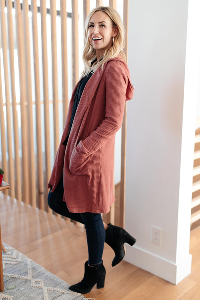 Hooded and Laced Cardigan in Blush