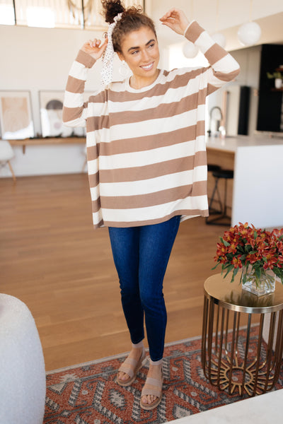 Horizontal Lines Top in Taupe