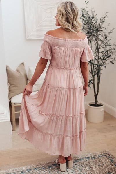 Olivia Tiered Maxi Dress in Pink