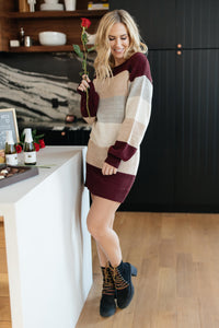 Sentimental Striped Tunic Dress in Burgundy