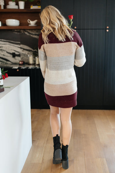 Sentimental Striped Tunic Dress in Burgundy