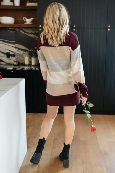 Sentimental Striped Tunic Dress in Burgundy