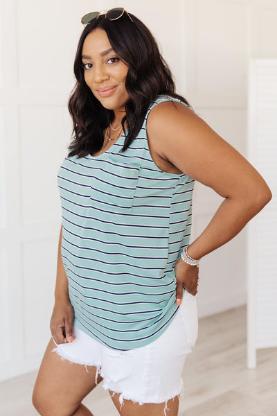 Stripe On All Summer Long Tank In Mint