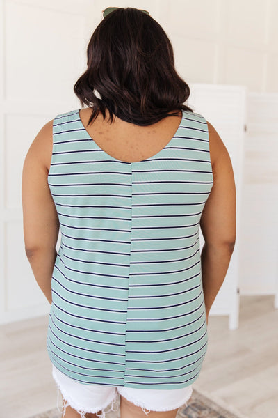 Stripe On All Summer Long Tank In Mint