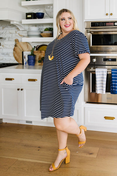 Buttoned To A T-Shirt Dress In Navy