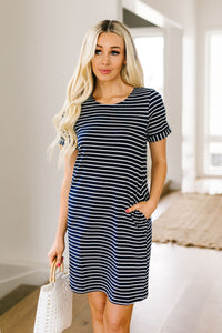 Buttoned To A T-Shirt Dress In Navy