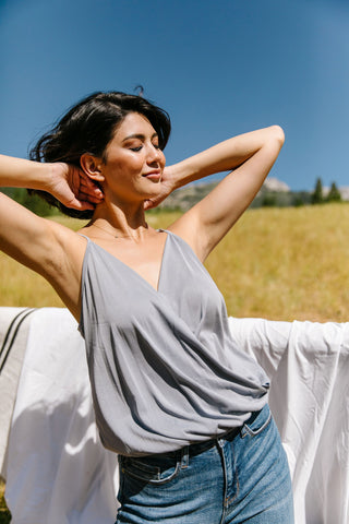 Charlize Surplice Tank In Flint