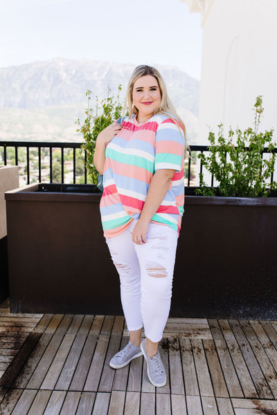 Core Concepts Coral Stripe Top