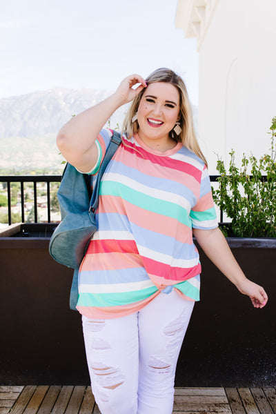 Core Concepts Coral Stripe Top