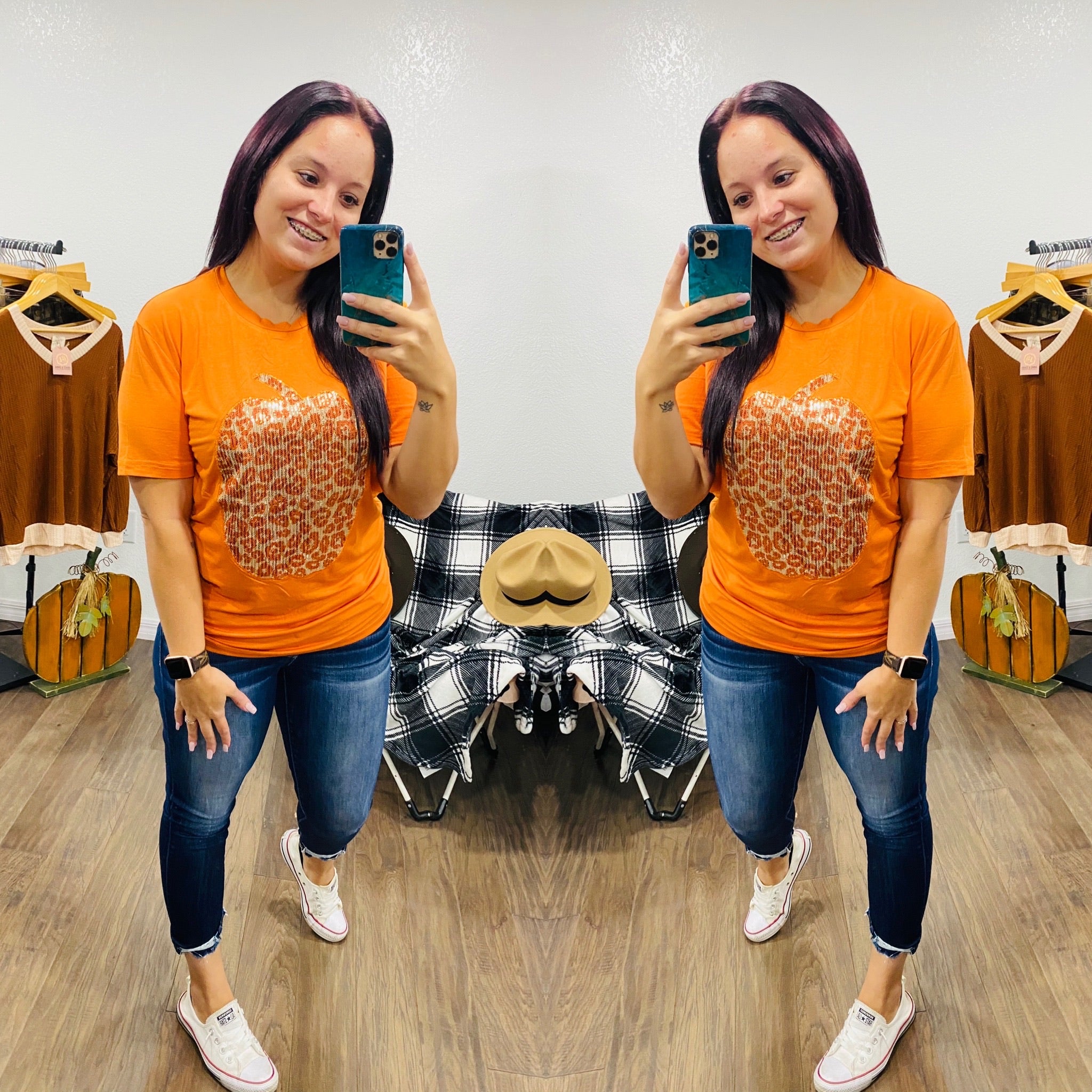 Crazy Train Sequin Pumpkin Top - Cash and Company Clothing