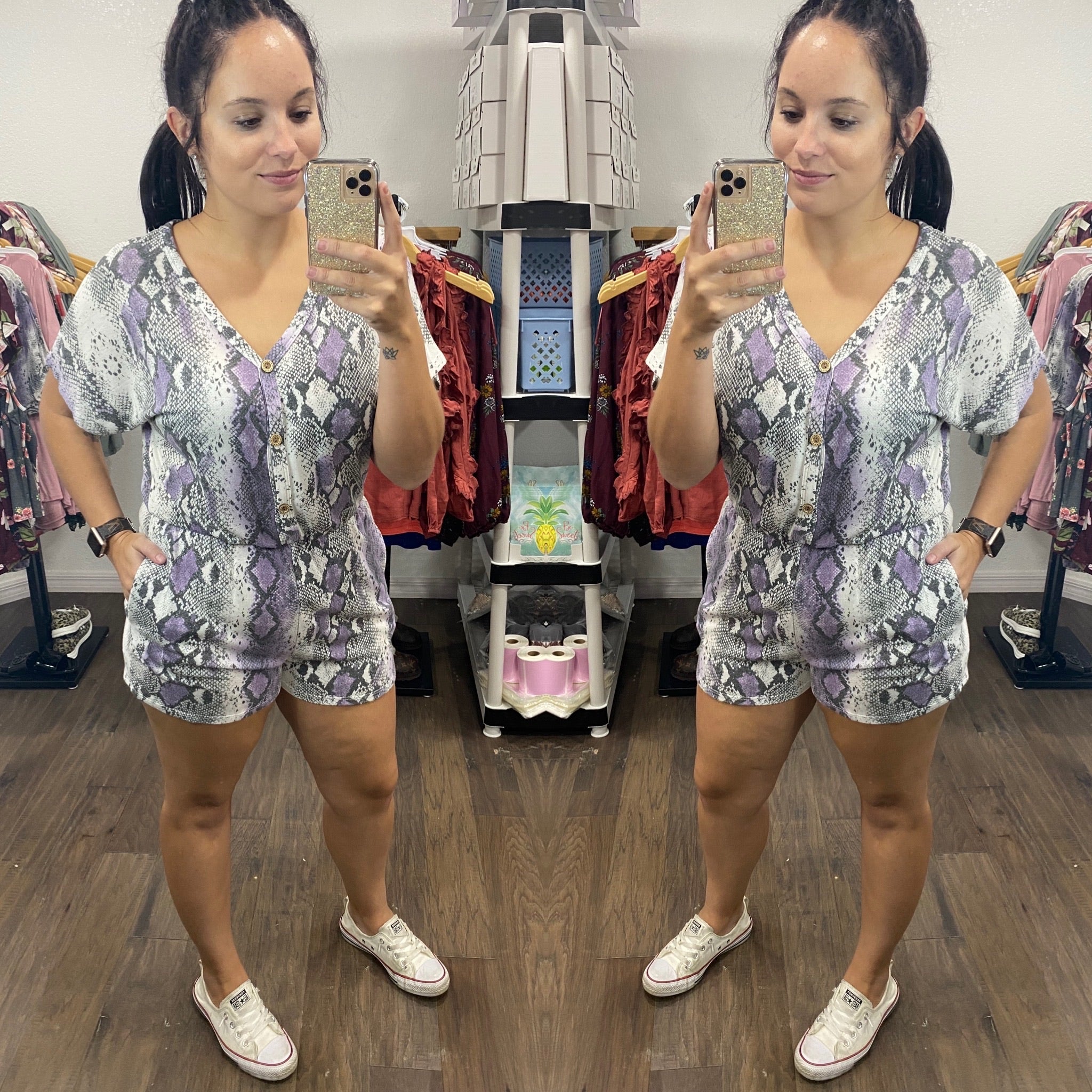 Purple Python Romper - Cash and Company Clothing