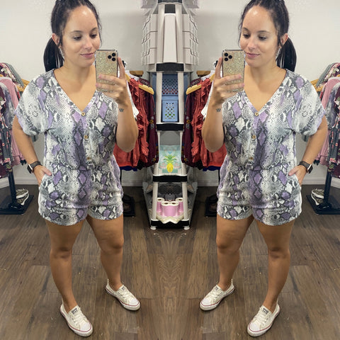 Purple Python Romper - Cash and Company Clothing