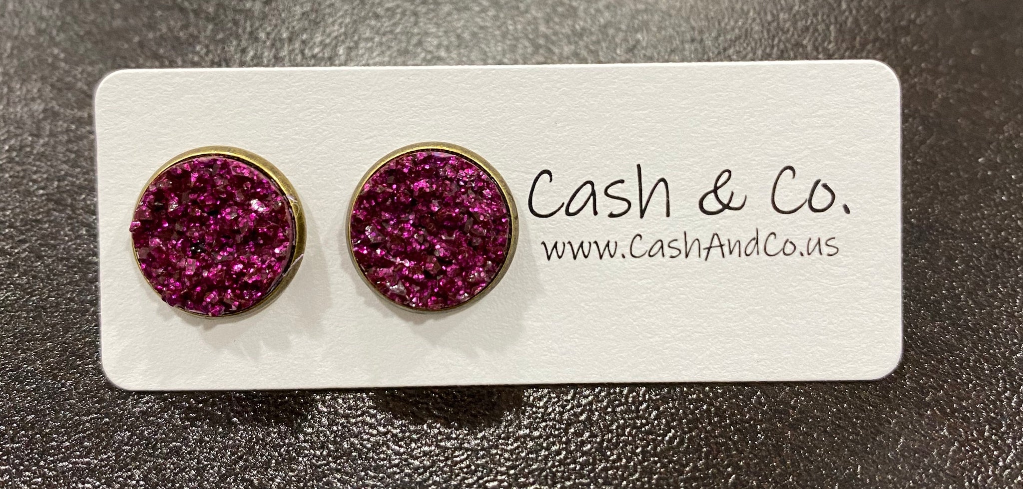 Plum Druzy Studs 12mm - Cash and Company Clothing