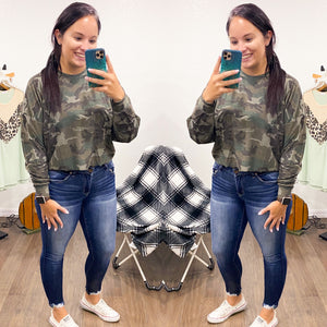 Camo Long Sleeve Long Crop - Cash and Company Clothing