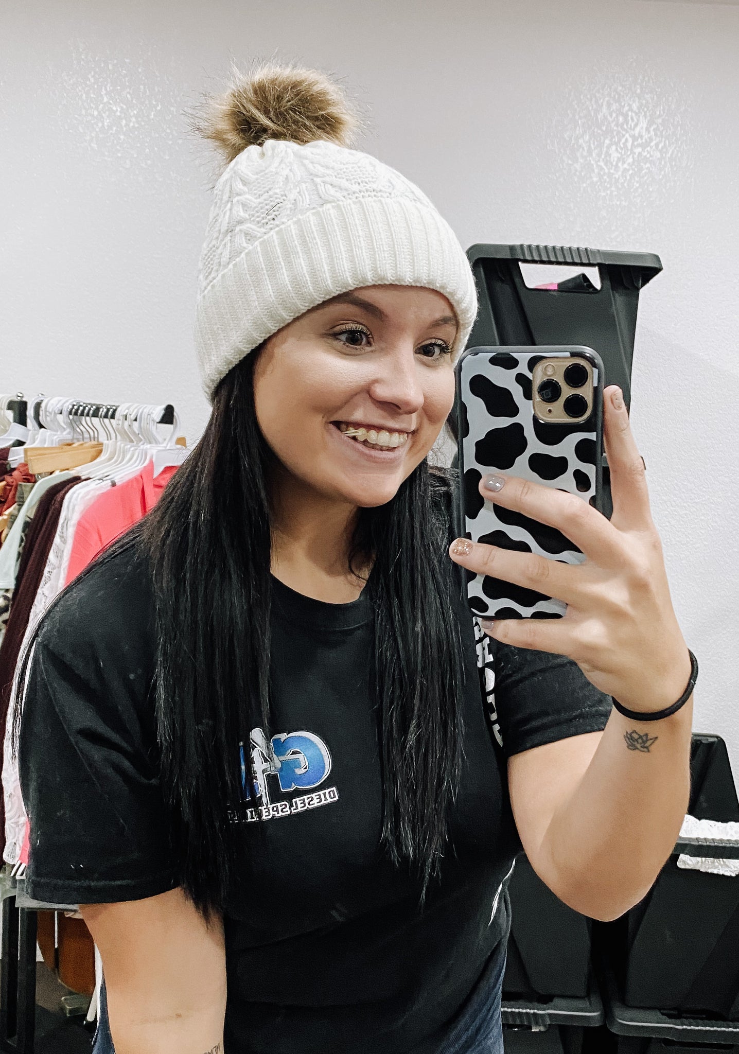 White Pom Beanie - Cash and Company Clothing