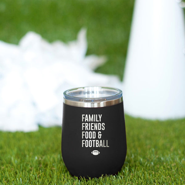 Family, Friends, Food & Football 12oz Tumbler