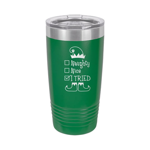 Naughty, Nice Green 20oz Insulated Tumbler