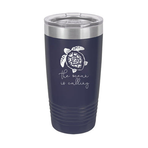 The Ocean is Calling Navy 20oz Insulated Tumbler