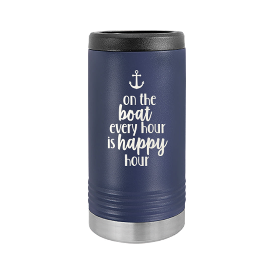 Boat Happy Hour Navy Slim Can Beverage Holder