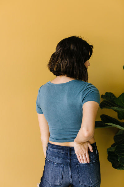 Twisted Crop Top In Teal